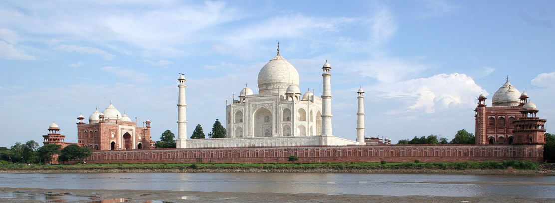 The Taj Mahal as seen from across the Yamuna River