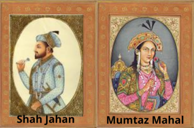 Images of Shah Jahan and Mumtaz Mahal respectively